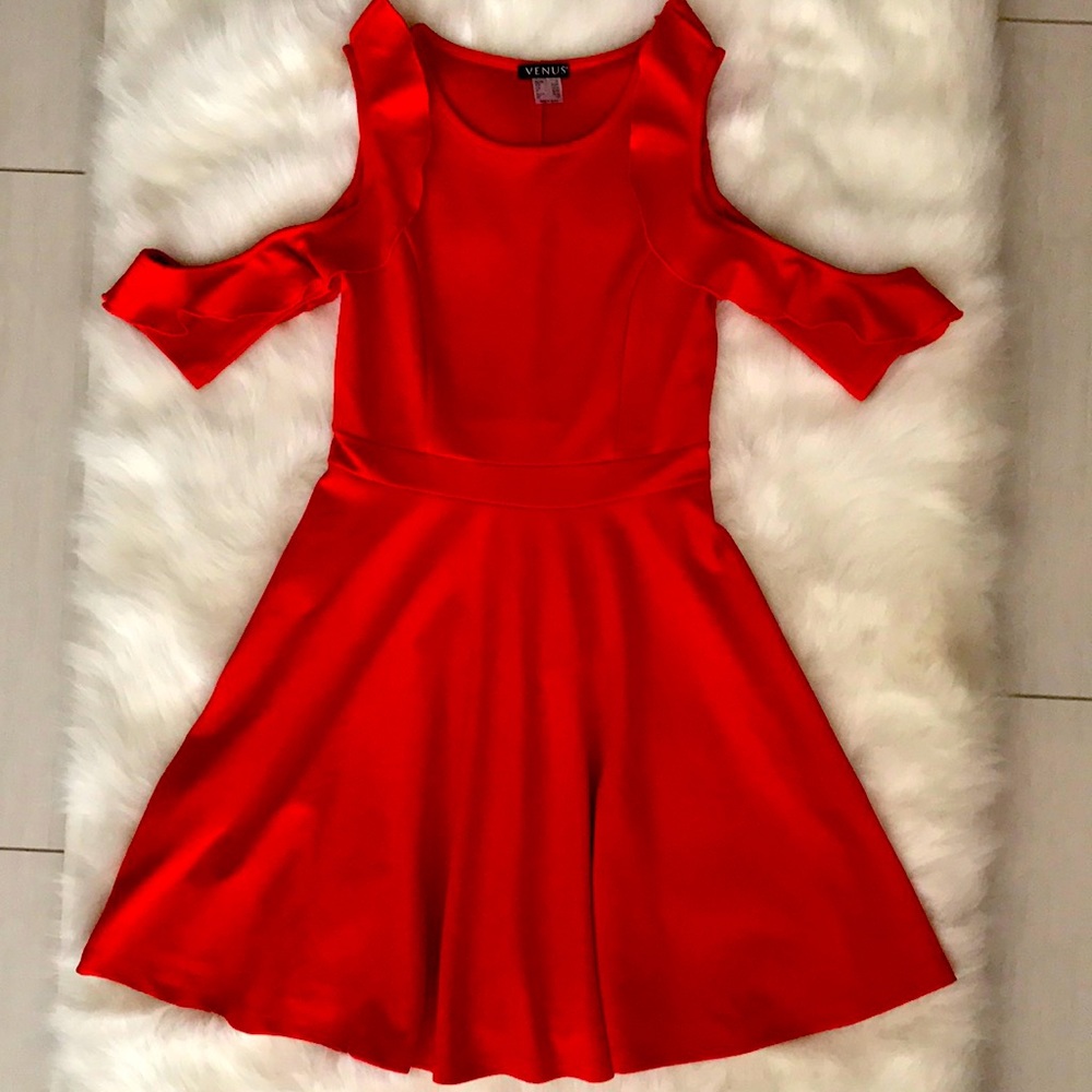 Orange Ruffle Cut Sleeve Dress